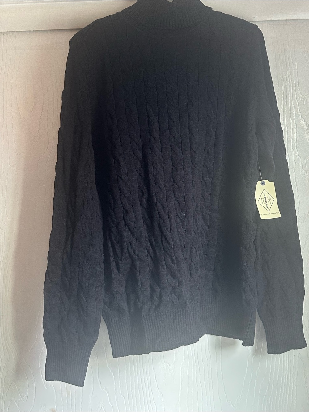 St John’s Bay Women’s Classic Turtle Neck Black Cable Sweater